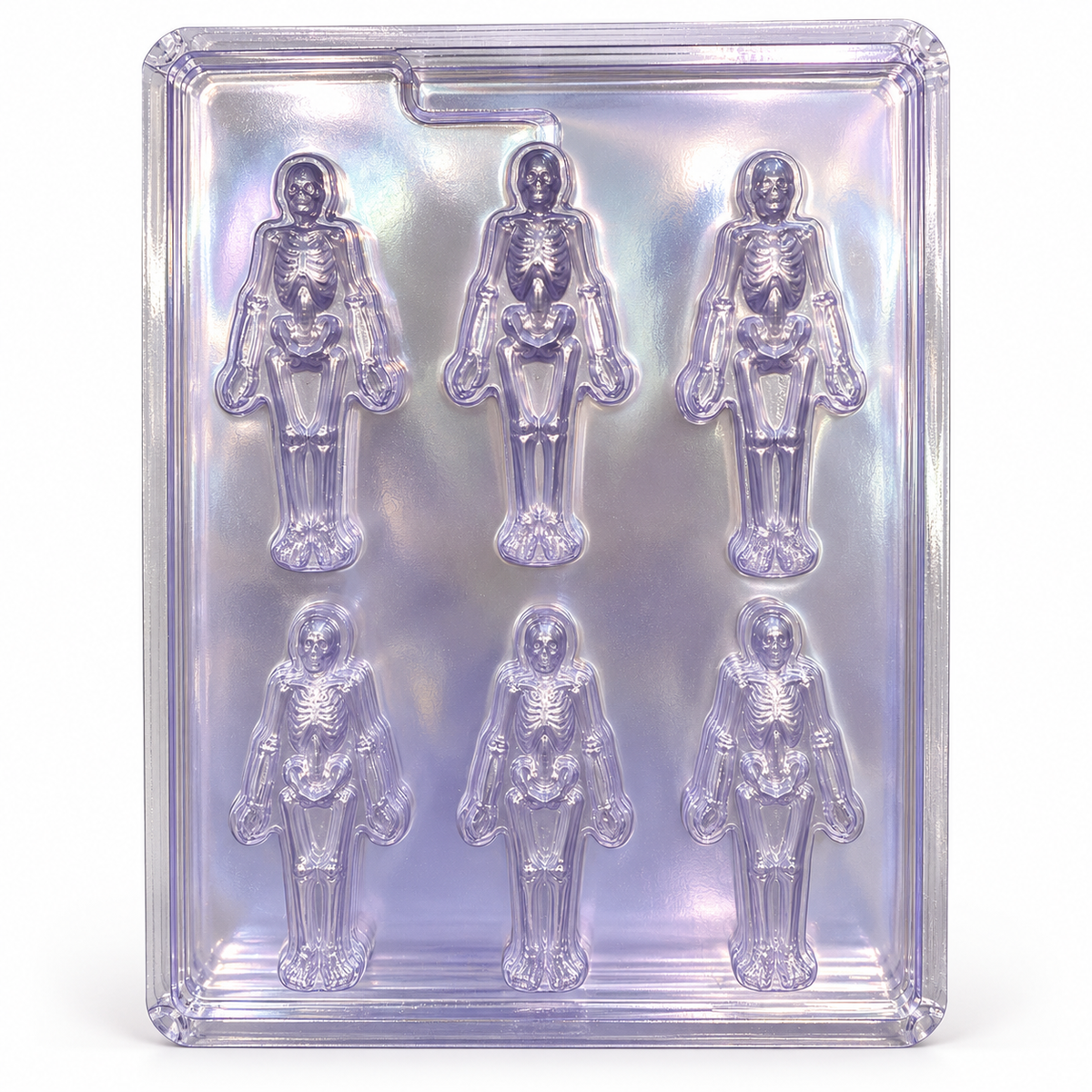 Molde transparente para chocolates Halloween Esqueletos – 6 Cavidades