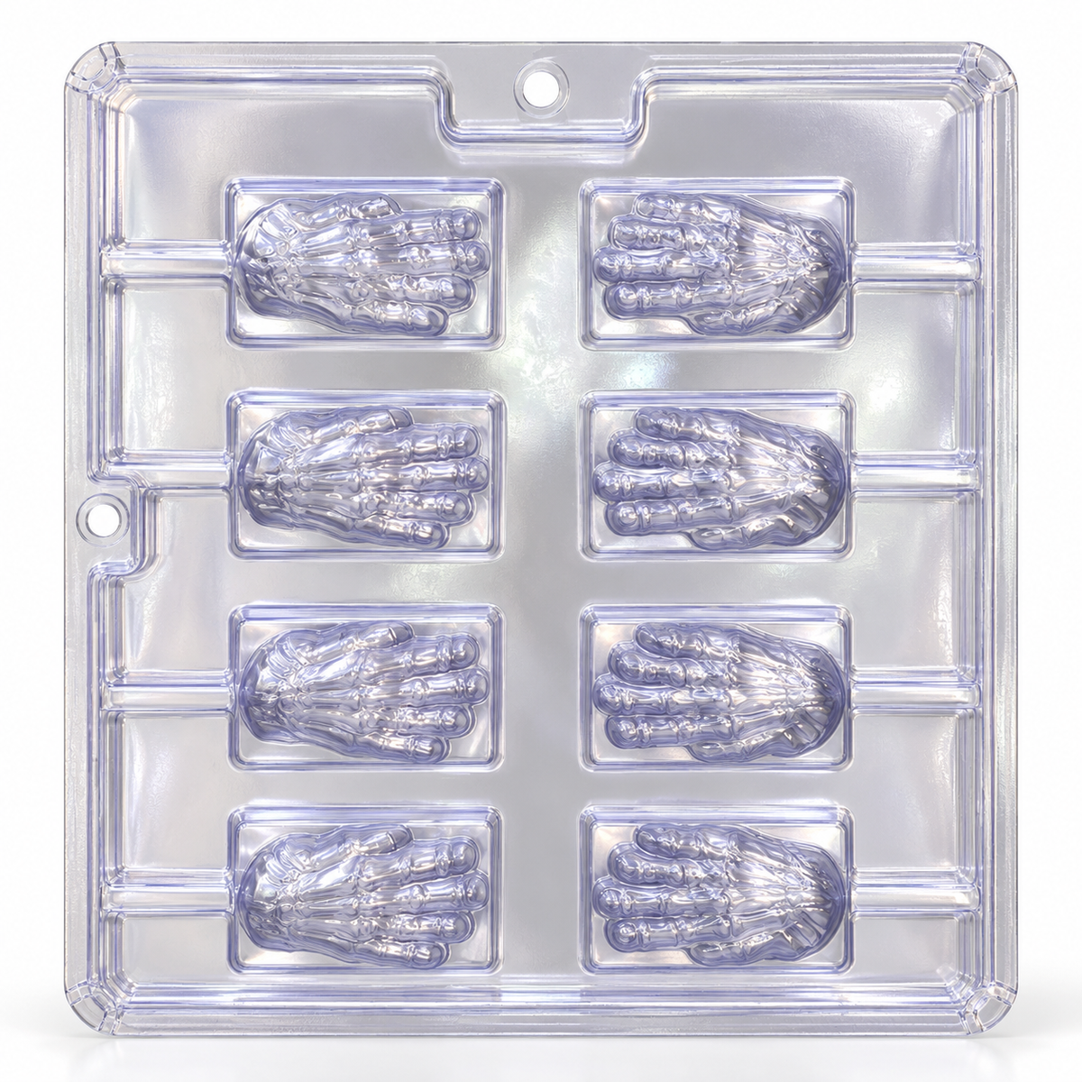 Molde transparente para chocolates Halloween Manos Esqueléticas – 8 Cavidades