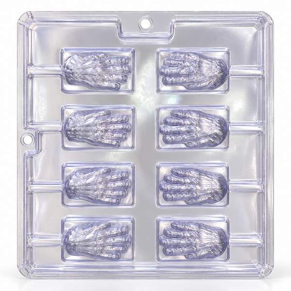 Molde transparente para chocolates Halloween Manos Esqueléticas – 8 Cavidades
