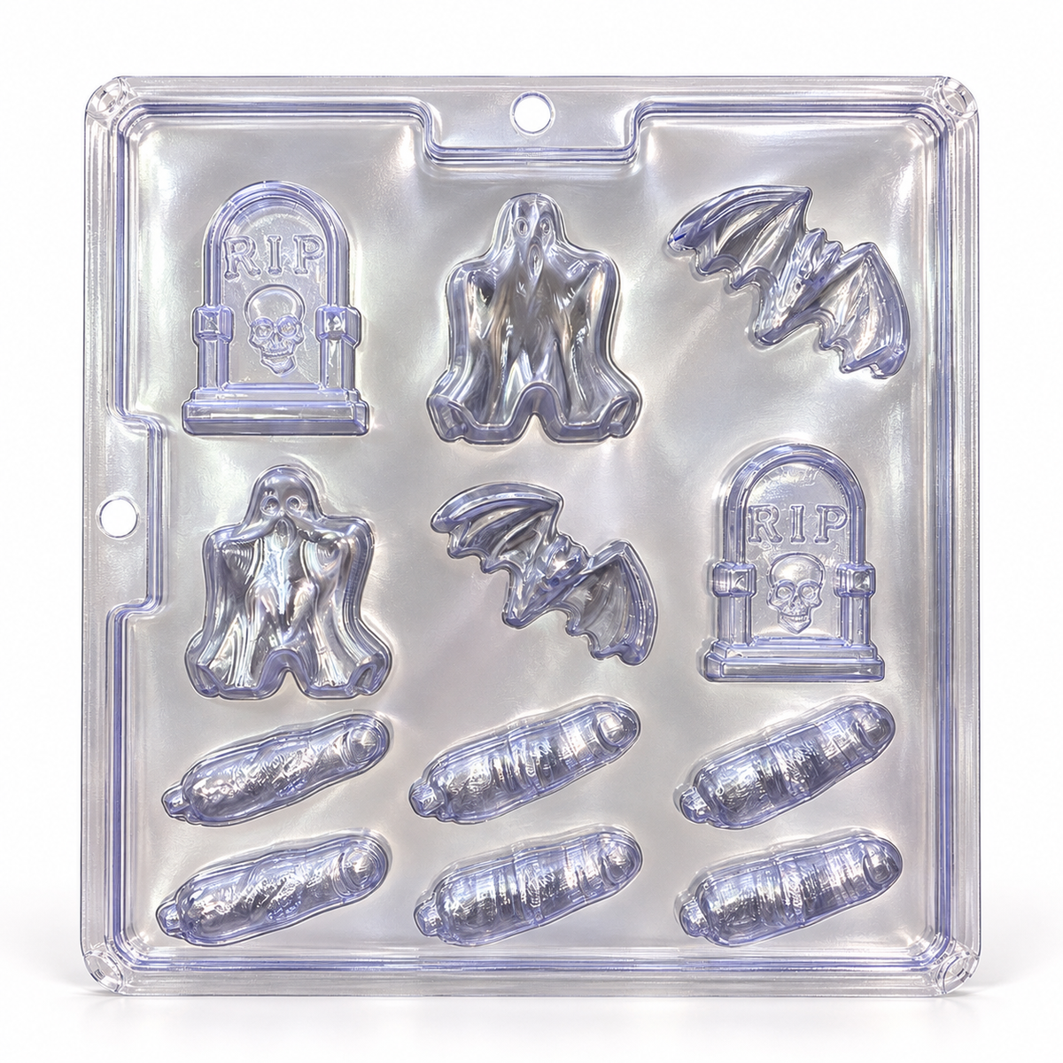 Molde transparente para chocolates Halloween Figuras Surtidas de Terror – 12 Cavidades