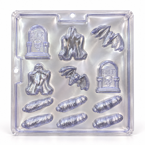 Molde transparente para chocolates Halloween Figuras Surtidas de Terror – 12 Cavidades