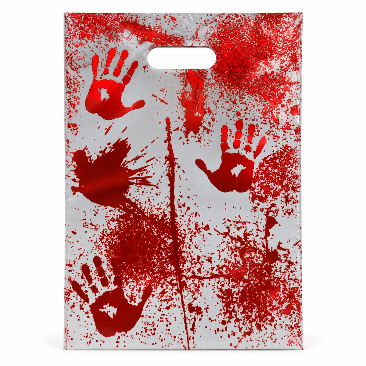 Bolsas Halloween Manos Sangrientas 17 × 25 cm – 10 Unidades sobre fondo blanco
