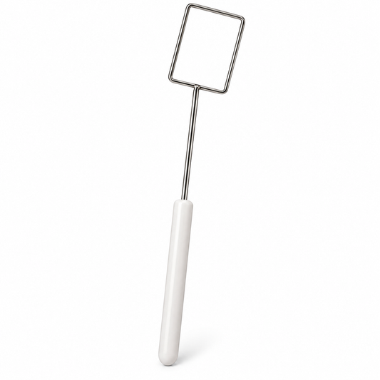 Tenedor para cuchuflí de acero inoxidable con mango blanco