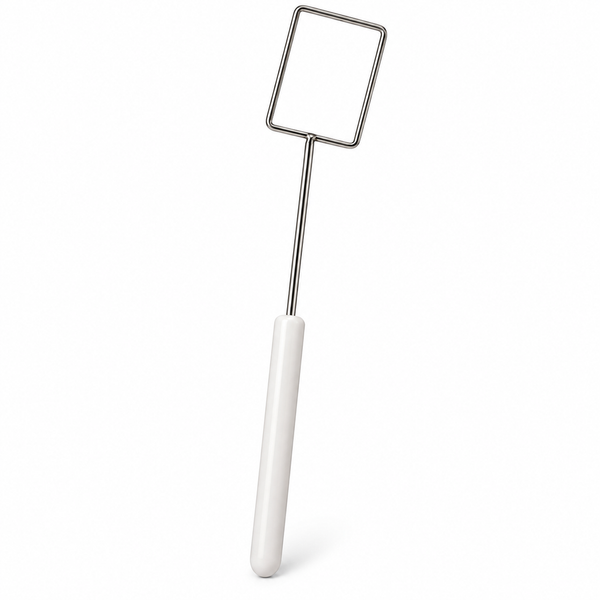 Tenedor para cuchuflí de acero inoxidable con mango blanco