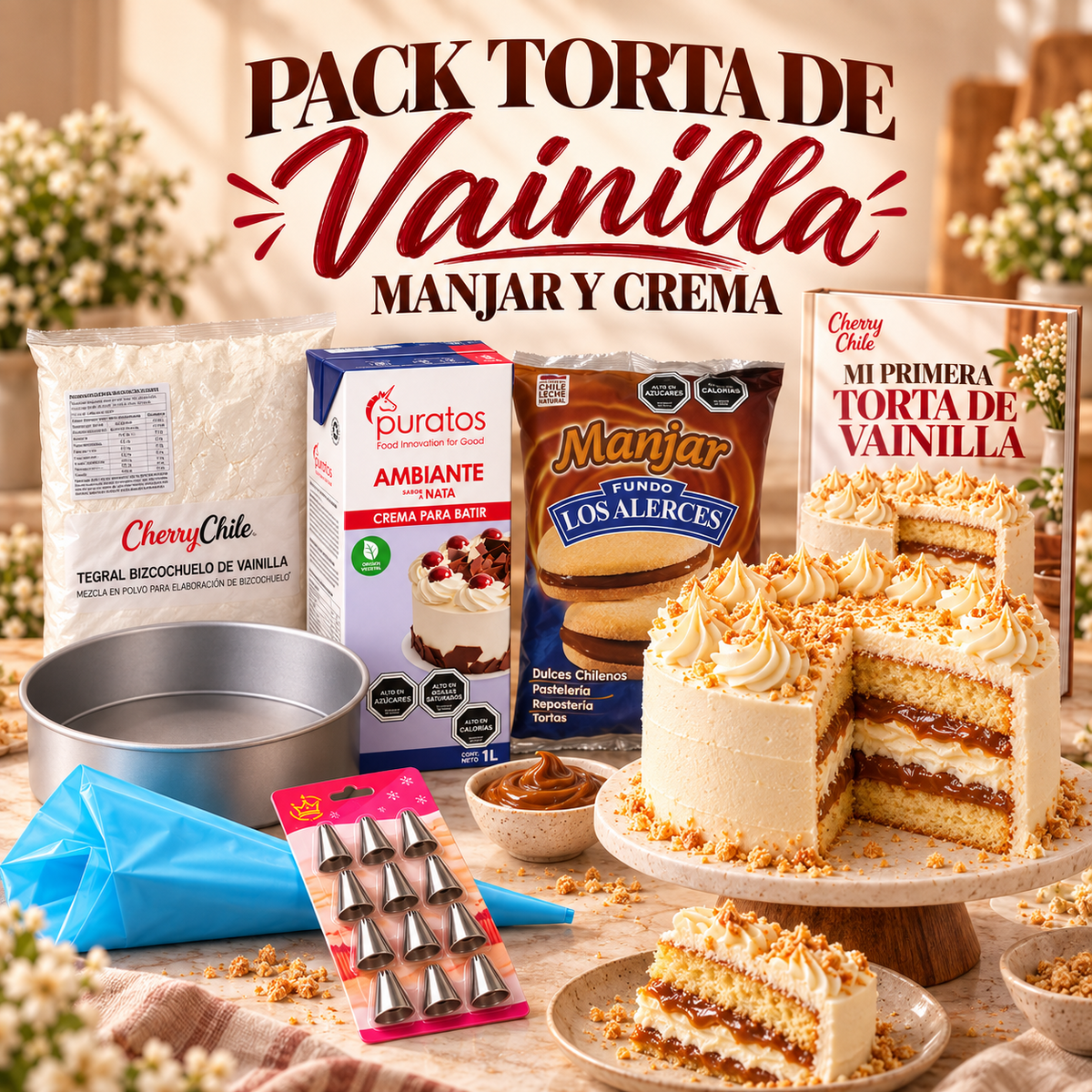 Pack Mi Primera Torta de Vainilla, Manjar y Crema — Portada