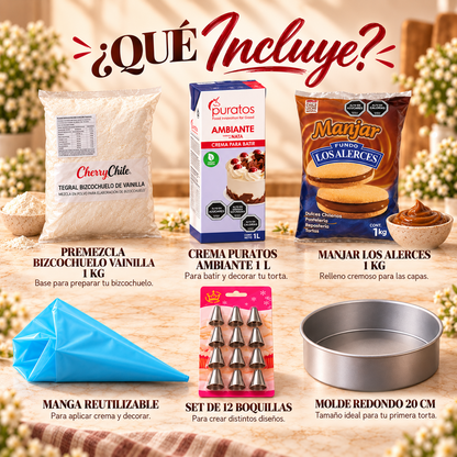 Pack Mi Primera Torta de Vainilla, Manjar y Crema — Qué incluye