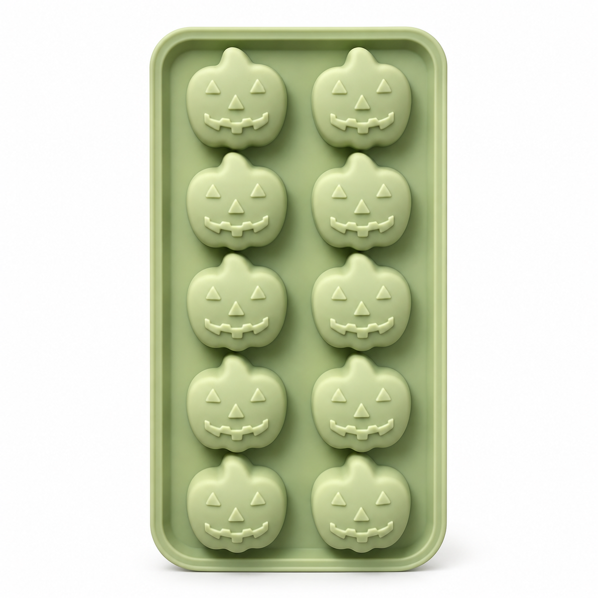 Molde de Silicona para Chocolates Calabazas – 10 Cavidades sobre fondo blanco