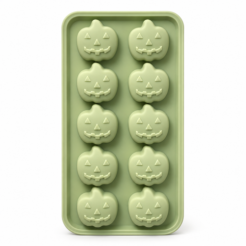Molde de Silicona para Chocolates Calabazas – 10 Cavidades sobre fondo blanco