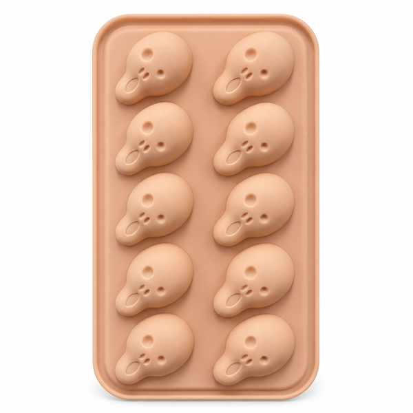 Molde de Silicona para Chocolates Calaveras – 10 Cavidades sobre fondo blanco
